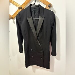 The Kooples Leather Trimmed Tuxedo Dress